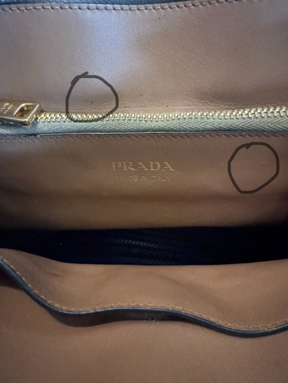 Prada Saffiano Leather Brown Tan Satchel Tote Crossbody Bag - Picture 12 of 14